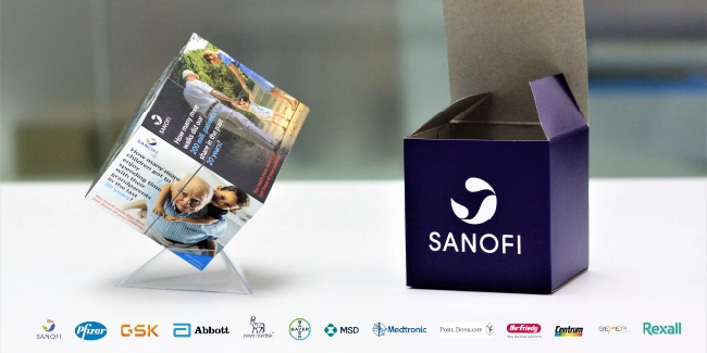 Pharma hero image - Sanofi Magic Cube - with logos